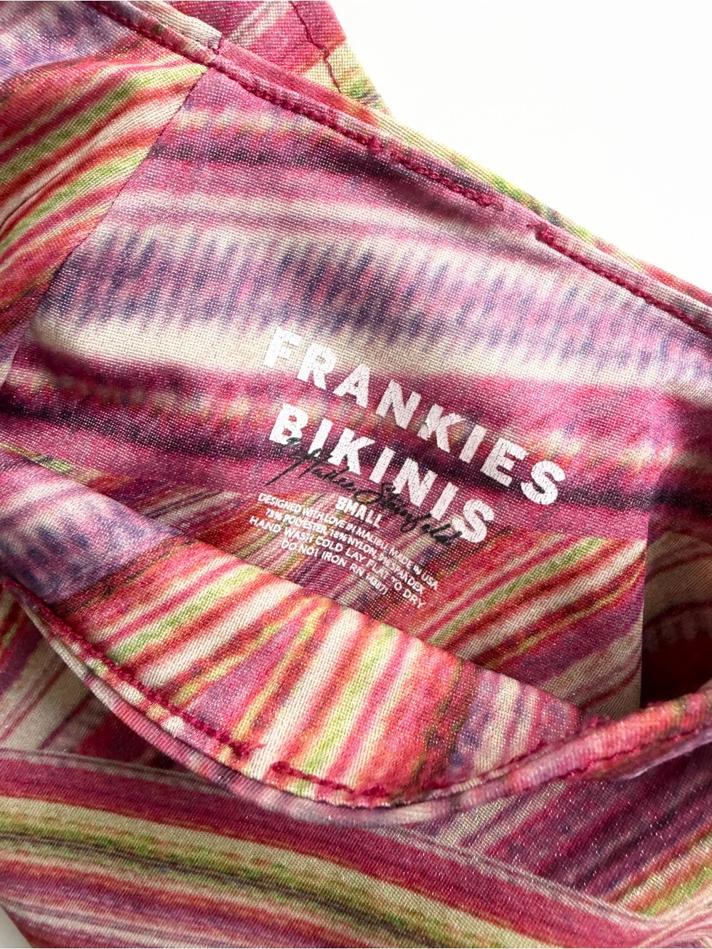 Frankies Bikini x Hailee Steinfeld SMALL retro pink striped swimsuit bikini set - Picture 9 of 13
